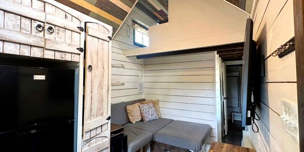 26 FT Long 2 Bedroom Tiny House!! Furnished, Ground Floor Sleeping, Skylights, Roof Access, Dishwasher! image 4